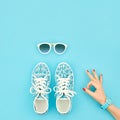 Fashion Accessories Set. Outfit.OK Gesture.Minimal Royalty Free Stock Photo