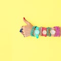 Fashion Accessories Set.Outfit.YES Gesture.Minimal Royalty Free Stock Photo