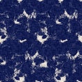 Summer indigo batik block print dyed motif seamless pattern. Fashion all over print for beach wear. Masculine shirt tie