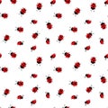 Fashion animal seamless pattern with colorful ladybird on white polka dots background. Cute holiday illustration with Royalty Free Stock Photo