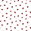 Fashion animal seamless pattern with colorful ladybird on white polka dots background. Cute holiday illustration with Royalty Free Stock Photo