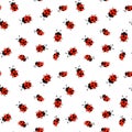 Fashion animal seamless pattern with colorful ladybird on white polka dots background. Cute holiday illustration with Royalty Free Stock Photo