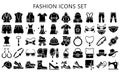 Fashion and apparel glyph icons pack.