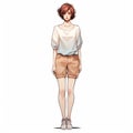 Cute Anime Girl Fashion Illustration With Androgynous Style