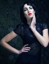 Fashion art girl portrait.Vamp style. Royalty Free Stock Photo