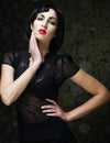 Fashion art girl portrait.Vamp style. Glamour vampire woman. Royalty Free Stock Photo