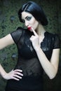 Fashion art girl portrait.Vamp style. Glamour vampire woman. Royalty Free Stock Photo