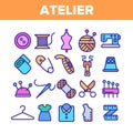 Fashion Atelier And Sewing Linear Vector Icons Set Royalty Free Stock Photo