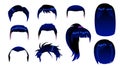 Fashion Avatar Set of Hairstyles for Men and Women. Isolated blue hairdressers