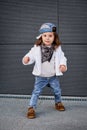 Fashion baby girl hip hop.a little girl in a baseball cap. Royalty Free Stock Photo