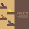 Fashion background with pumps or court shoes showcase for invitation in dark brown colors