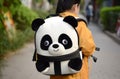 Fashion backpack plush animal panda. Generate Ai