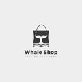 fashion bag shoping with whale simple logo type template vector illustration icon element