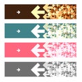 Fashion banners with gray brown pink green white arrow