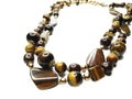 Fashion beads necklace jewelry with semigem crystals tiger eye Royalty Free Stock Photo