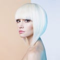 Fashion beautiful blonde with short haircut Royalty Free Stock Photo