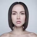 Fashion beautiful brunette with short haircut. studio portrait