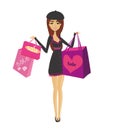 Fashion beautiful girl on Shopping - isolated illustration