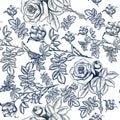 Fashion beautiful vector pattern with hand drawn rose flowers Royalty Free Stock Photo