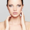 Fashion Beauty Portrait of Beautiful Girl Face. Professional Makeup. Vogue Style Woman