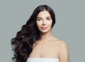 Fashion beauty portrait of young brunette woman with long hair. Haircare concept Royalty Free Stock Photo