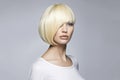 fashion beauty portrait of young woman with stylish bob haircut Royalty Free Stock Photo