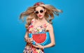 Fashion Beauty. Sensual Blond Model. Summer Outfit Royalty Free Stock Photo