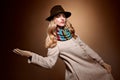 Fashion beauty woman in stylish coat hat, autumn Royalty Free Stock Photo