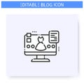 Fashion blog line icon. Editable illustration