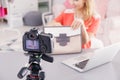 Fashion blogger filming video Royalty Free Stock Photo