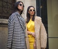 MILAN, Italy: 19 February 2020: Fashion blogger street style outfits