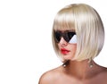 Fashion Blonde Model with Sunglasses