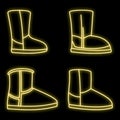 Fashion boots icons set vector neon