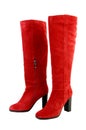 Fashion boots. red knee-high boots isolated Royalty Free Stock Photo