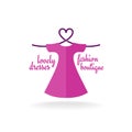Fashion boutique dress with heart shoulder hanger Royalty Free Stock Photo