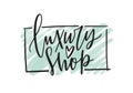 Fashion boutique logo vector illustration. Clothes store logotype with black ink freehand calligraphy and mint green