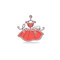 Fashion Boutique and store logo, label, emblems with doodle line