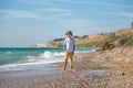 Fashion boy on the beach Royalty Free Stock Photo