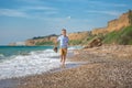 Fashion boy on the beach Royalty Free Stock Photo