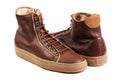 Fashion brown shoes on the white background Royalty Free Stock Photo