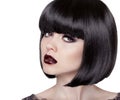 Fashion Brunette Girl. Black Healthy Hair. Bob Hairstyle. Royalty Free Stock Photo