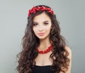 Fashion brunette woman with brown curly hair, portrait Royalty Free Stock Photo