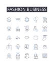 Fashion business line icons collection. Beauty industry, Food market, Entertainment world, Technology sector, Automotive