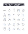 Fashion business line icons collection. Beauty industry, Food market, Entertainment world, Technology sector, Automotive