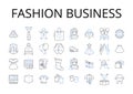 Fashion business line icons collection. Beauty industry, Food market, Entertainment world, Technology sector, Automotive