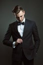 Fashion businessman with suit and bow tie