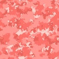 Fashion camo surface design. Living coral marble trendy camouflage salmon red pink fabric pattern