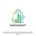 Fashion City Logo Concept Vector. Shopping center with Modern city Logo. shop and gifts symbol