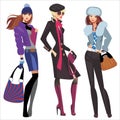 Fashion city woman girls shopping design art