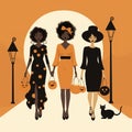 fashion clipart of three african woman generative AI